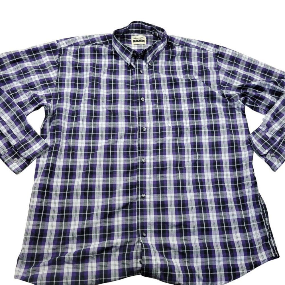 Wrangler Riata Shirt Mens 2XL Purple Button Down Casual Western Long Sleeve